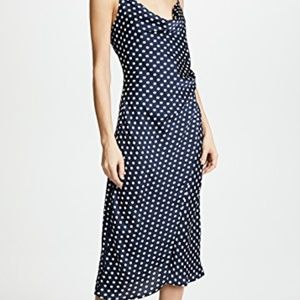 re:named  Polka Dot Slip Dress, Navy/White